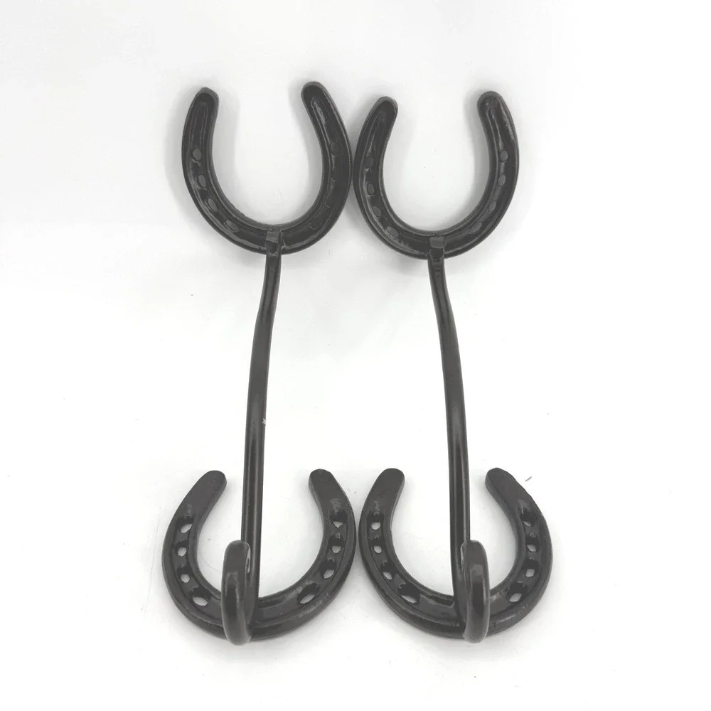 Horseshoe Wall Hooks Coat Hat Hanger Black Rustic Western Decor Set‎ of 2 Cabin